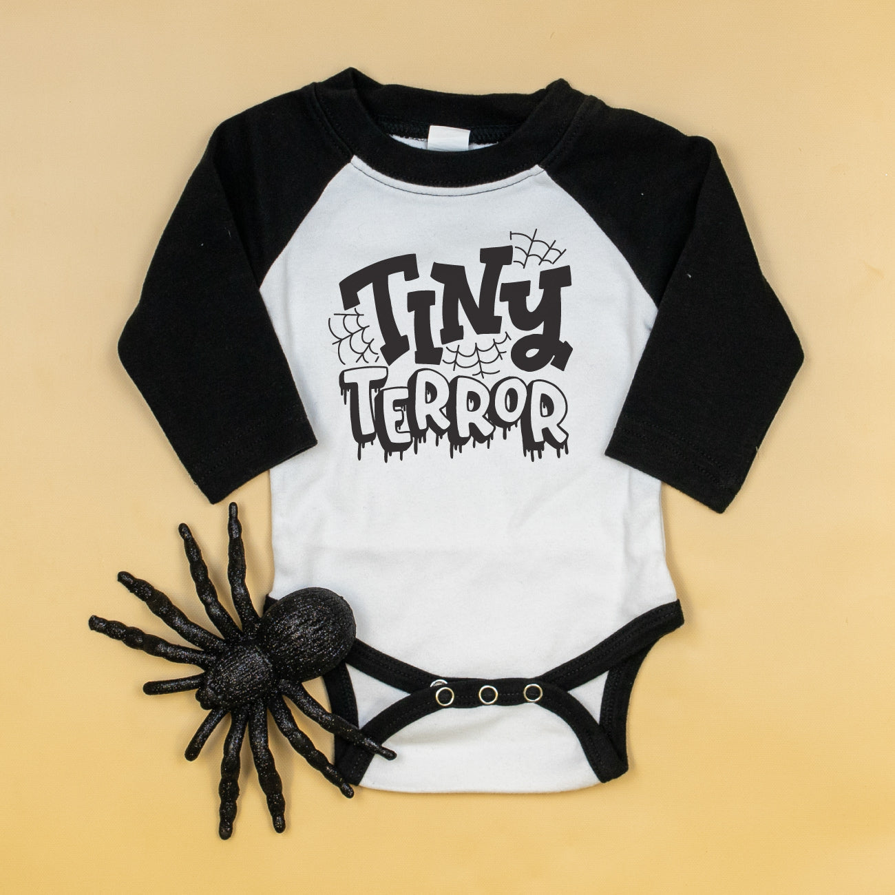 Cuddle Sleep Dream Tiny Terror | Black Raglan Bodysuit