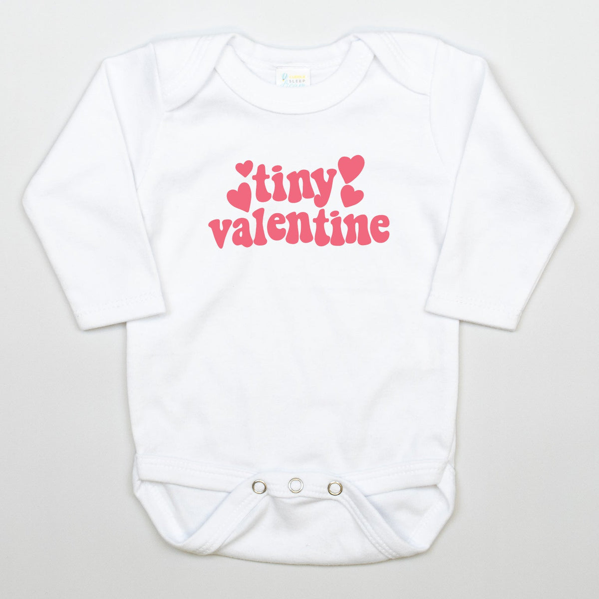 Cuddle Sleep Dream Tiny Valentine in Coral | White Bodysuit