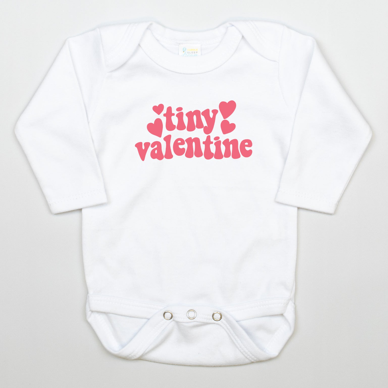Cuddle Sleep Dream Tiny Valentine in Coral | White Bodysuit