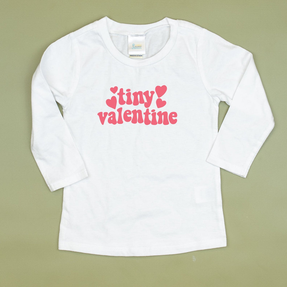 Cuddle Sleep Dream Tiny Valentine in Coral | White Tshirt