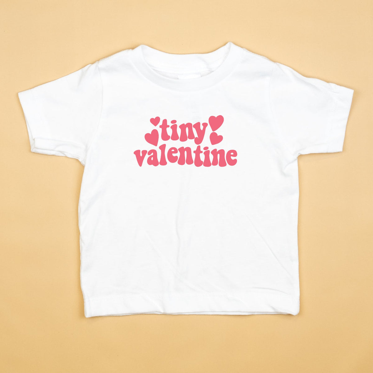 Cuddle Sleep Dream Tiny Valentine in Coral | White Tshirt