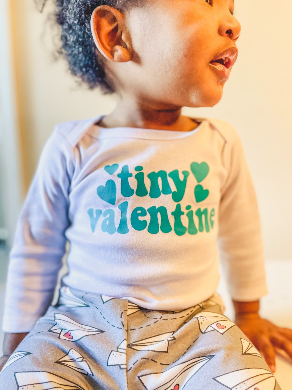 Cuddle Sleep Dream Tiny Valentine in Turquoise | White Bodysuit