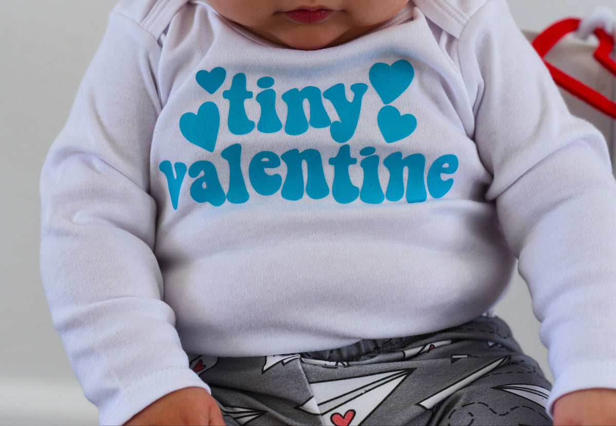 Cuddle Sleep Dream Tiny Valentine in Turquoise | White Bodysuit