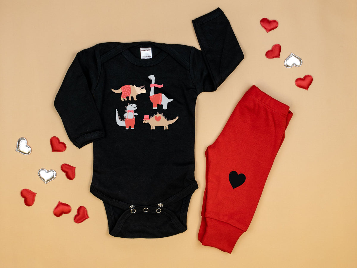 Cuddle Sleep Dream Valentine Dapper Dinos | Bodysuit