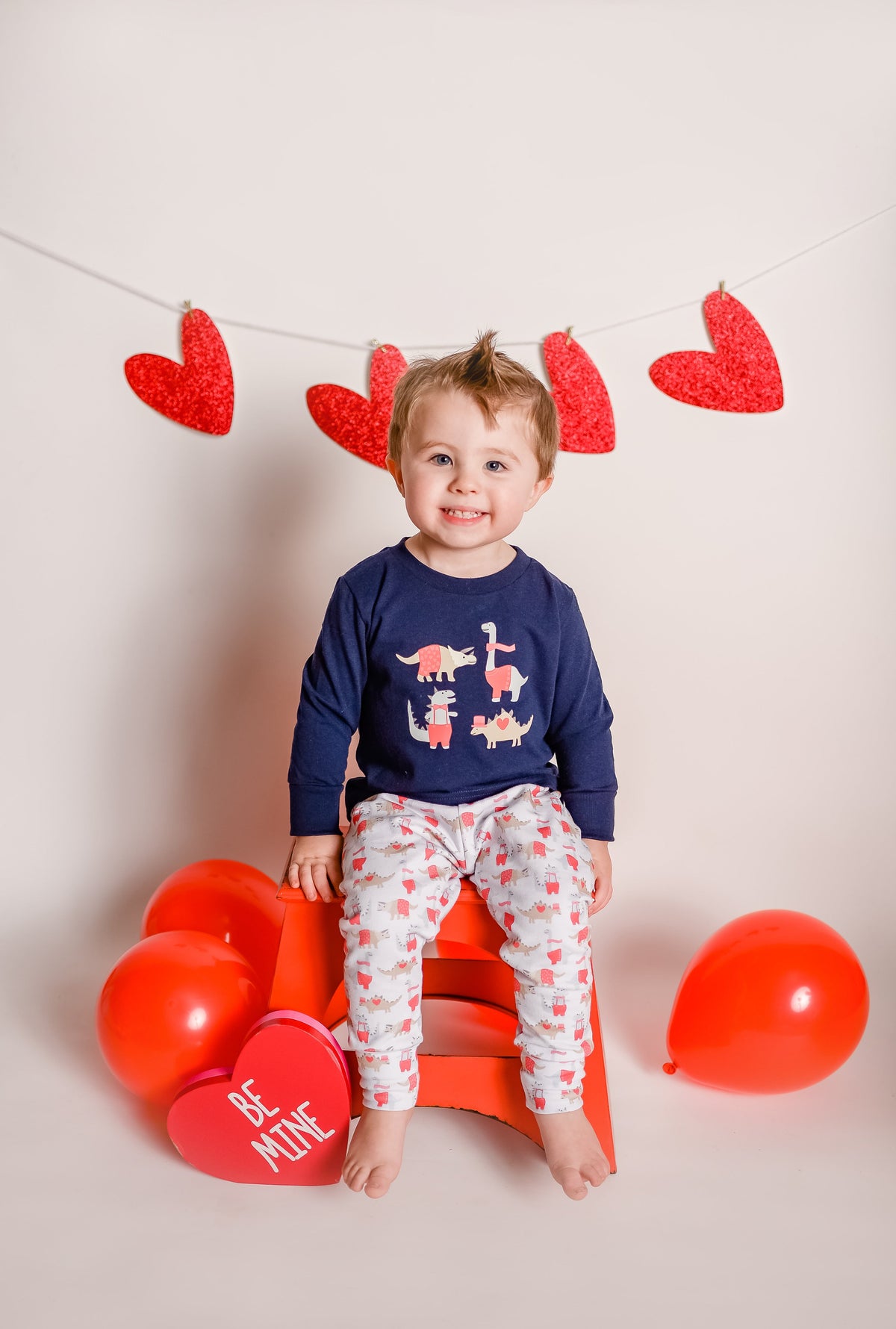 Cuddle Sleep Dream Valentine Dapper Dinos | Navy Tshirt