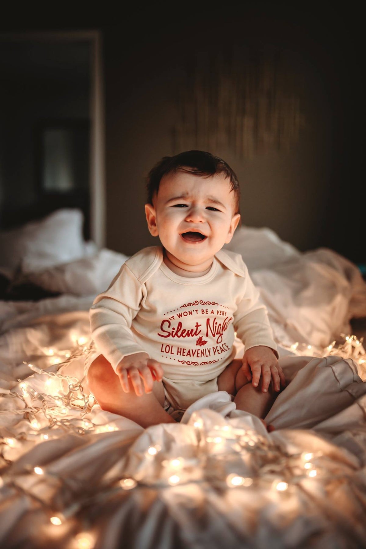 Cuddle Sleep Dream Vintage-Style Not a Silent Night Onesie