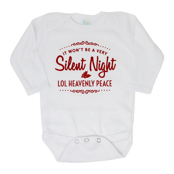 Vintage Style Not a Silent Night Funny Baby Christmas Onesie