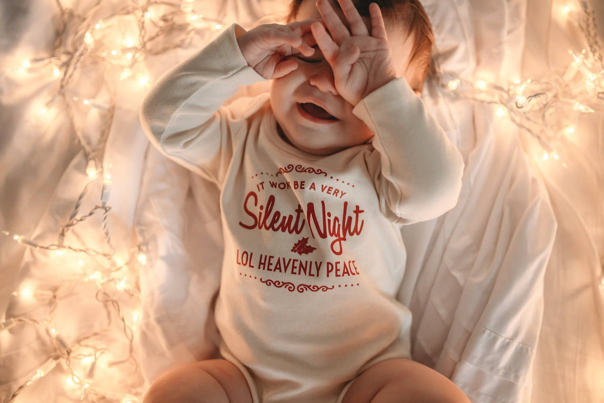 Cuddle Sleep Dream Vintage-Style Not a Silent Night Onesie