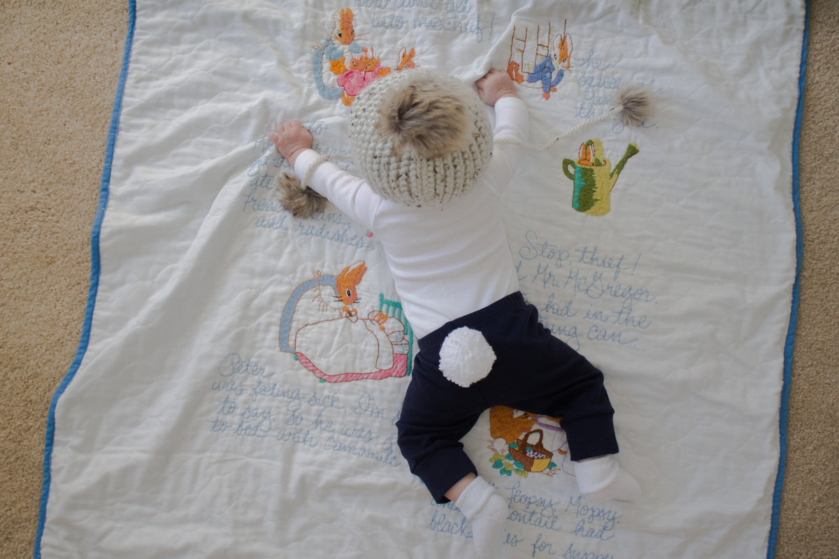 Cuddle Sleep Dream White Bunny Tail Pants - Navy