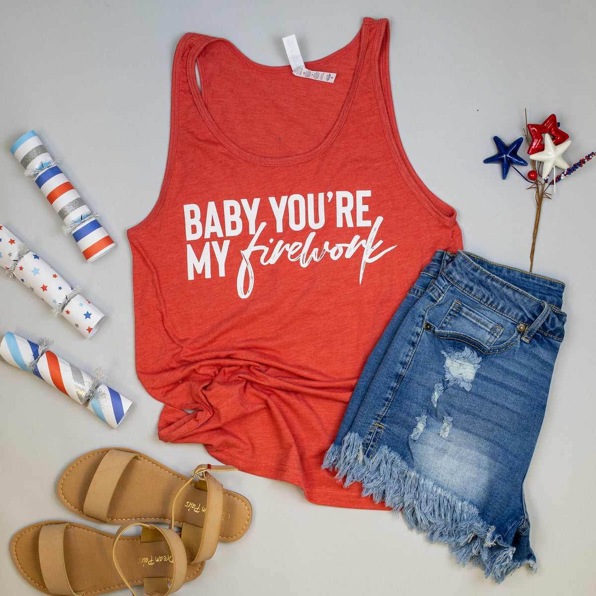 Cuddle Sleep Dream Adult Tees You&#39;re My Firework | Red Unisex Tank