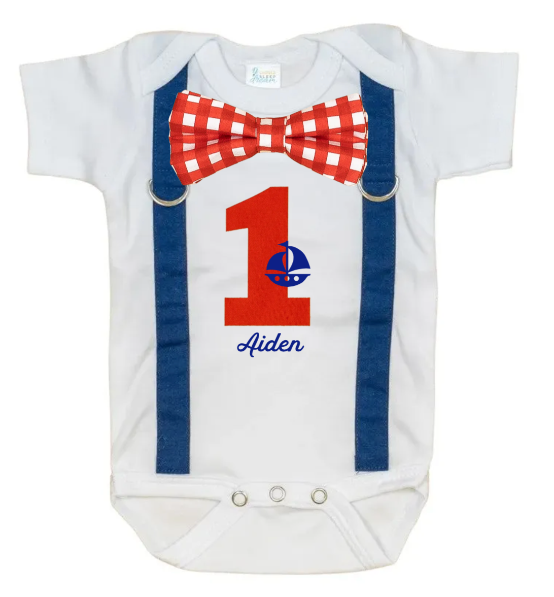 Custom 1st Birthday Cake Smash Outfit for Baby Boy 9M