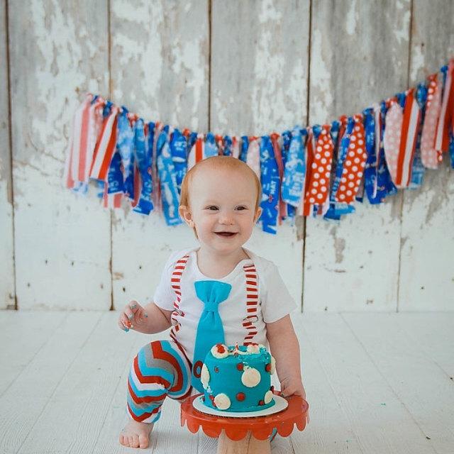 Dr. Seuss Theme 1st birthday outfit for boys 9m Short Sleeve Bodysuit