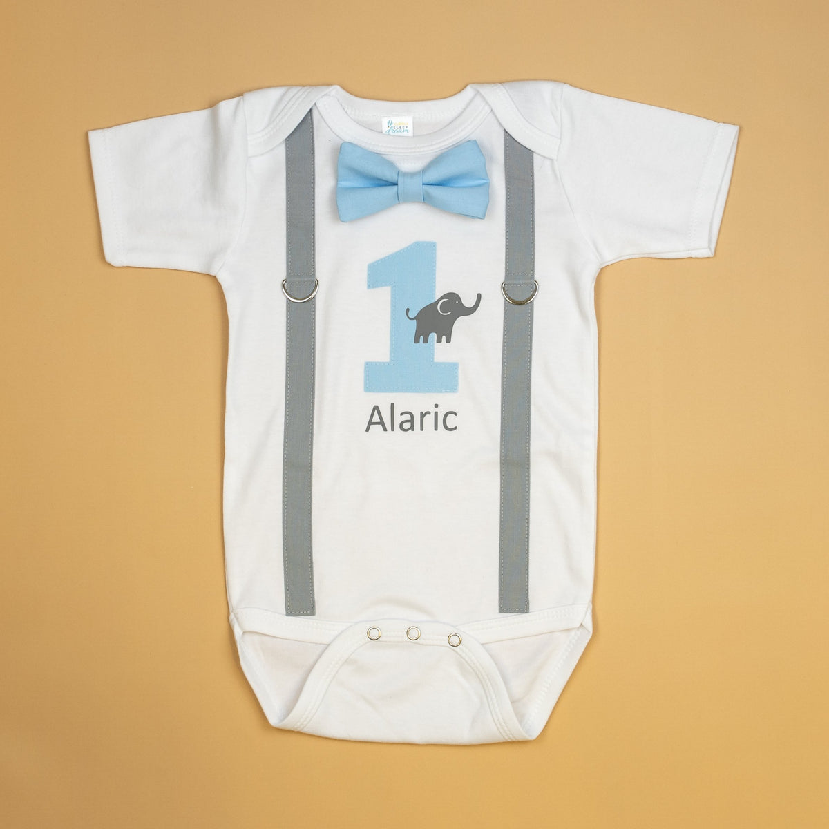 Cuddle Sleep Dream Oh Snap Elephant 1st Birthday Tie &amp; Suspender