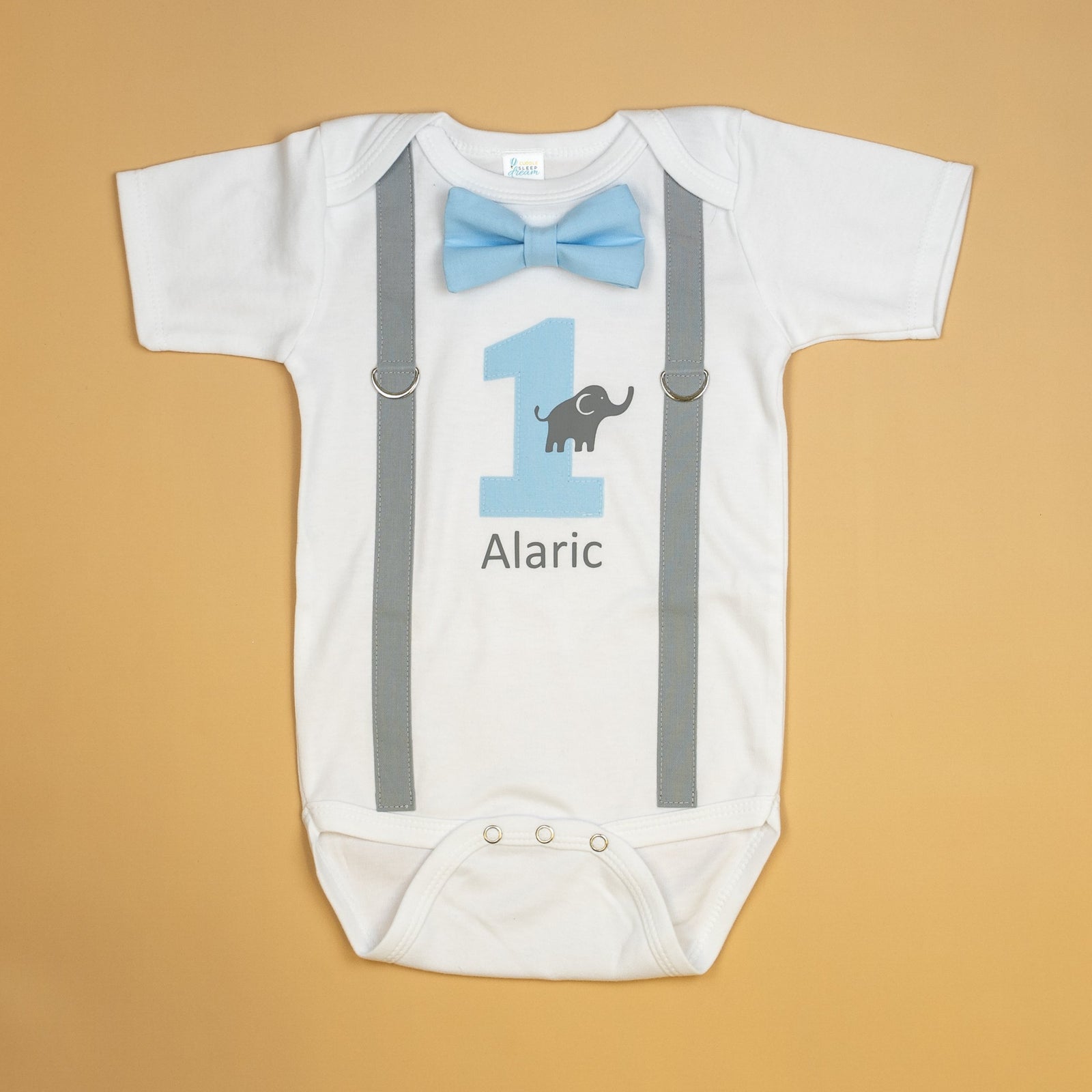 Cuddle Sleep Dream Oh Snap Elephant 1st Birthday Tie & Suspender