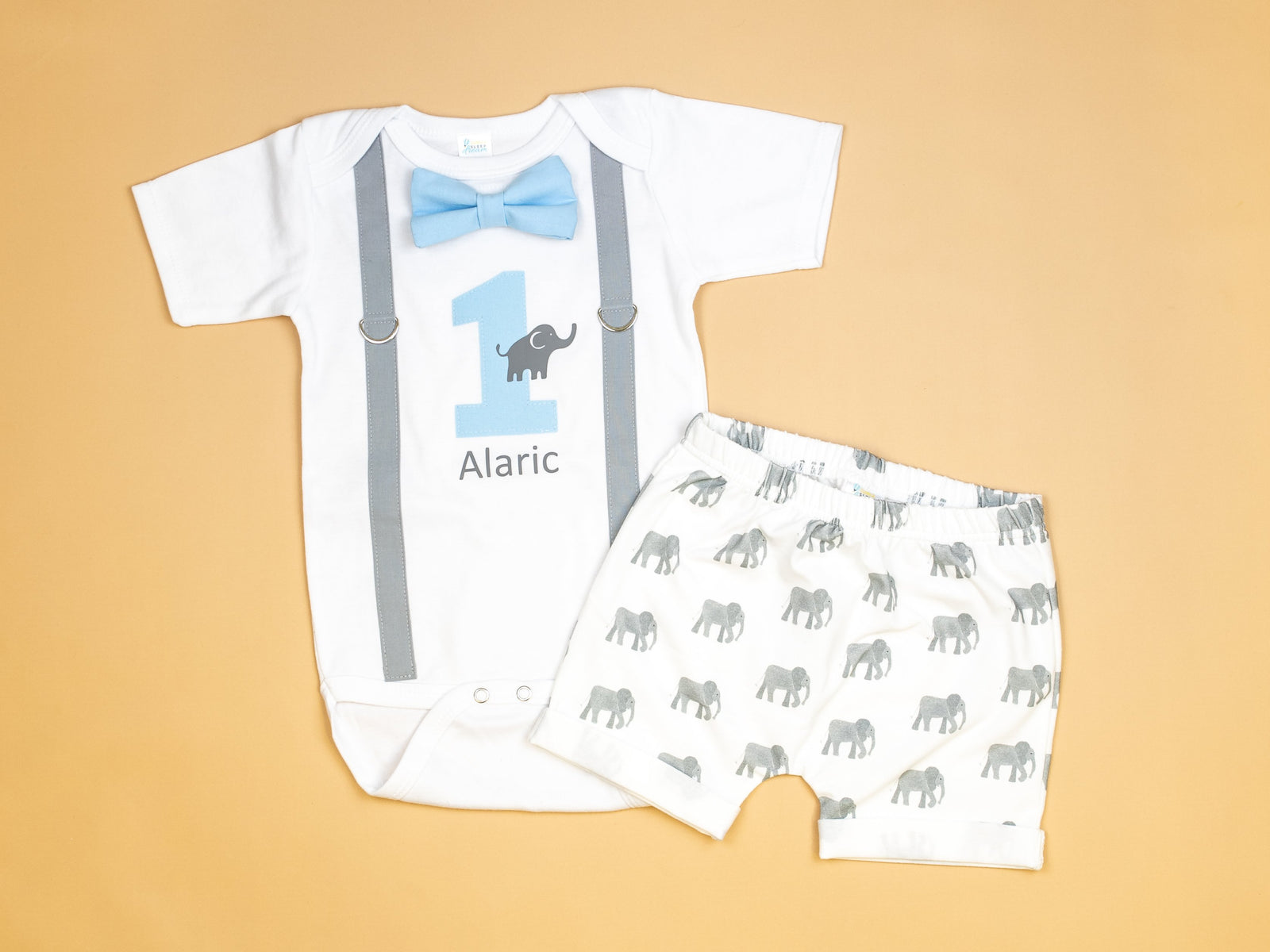 Cuddle Sleep Dream Oh Snap Elephant 1st Birthday Tie & Suspender