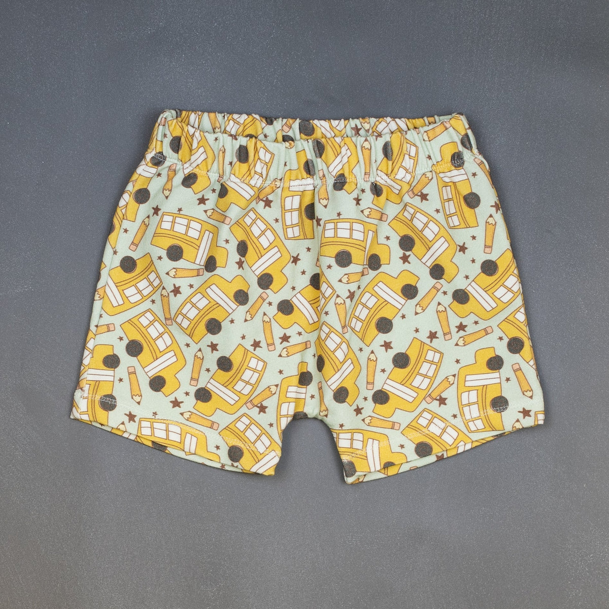 Cuddle Sleep Dream Rolled Hem Shorts School Bus | French Terry Play Shorts