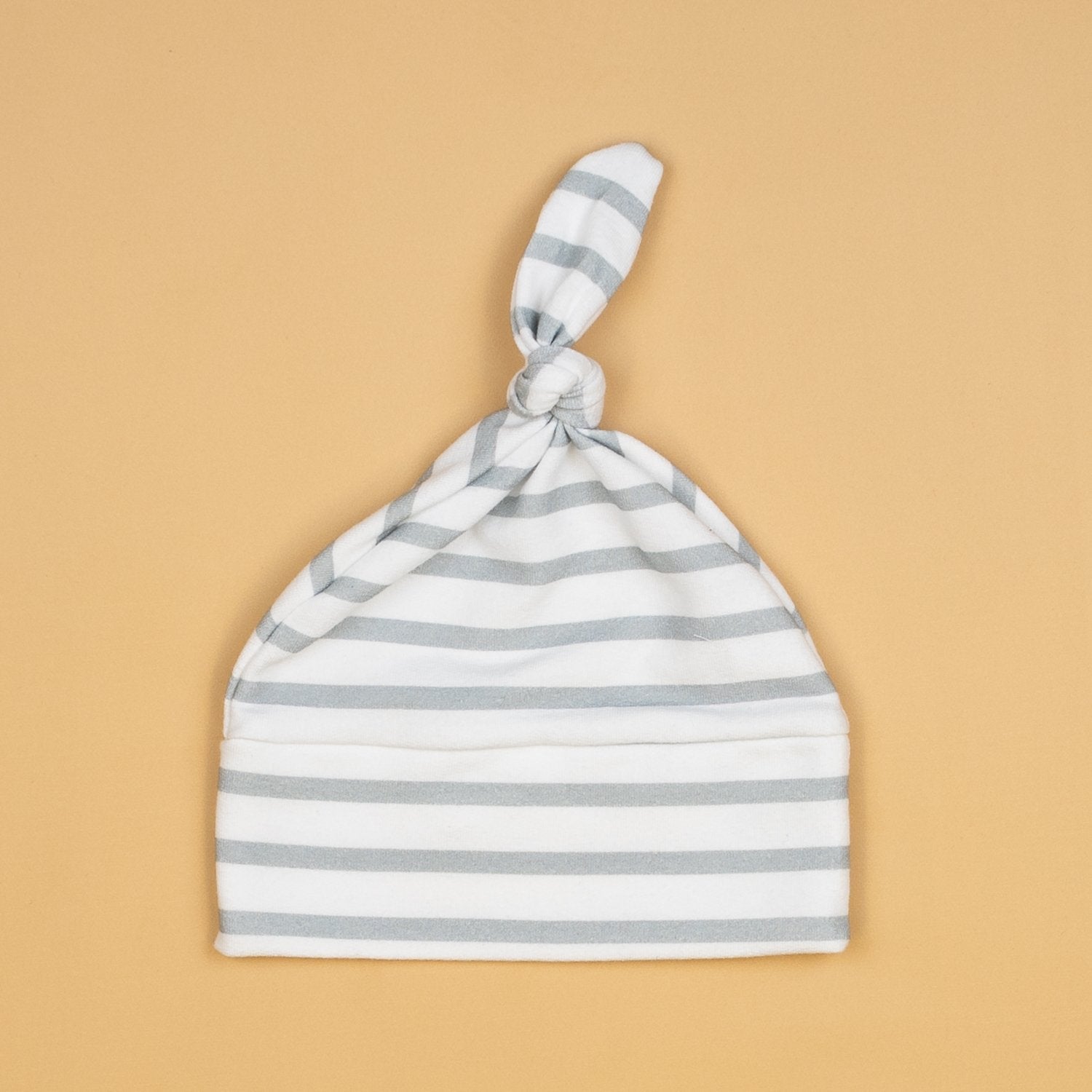 Cuddle Sleep Dream Knot Hat Small (0-3m) Gray/White Stripe French Terry Knot Hat