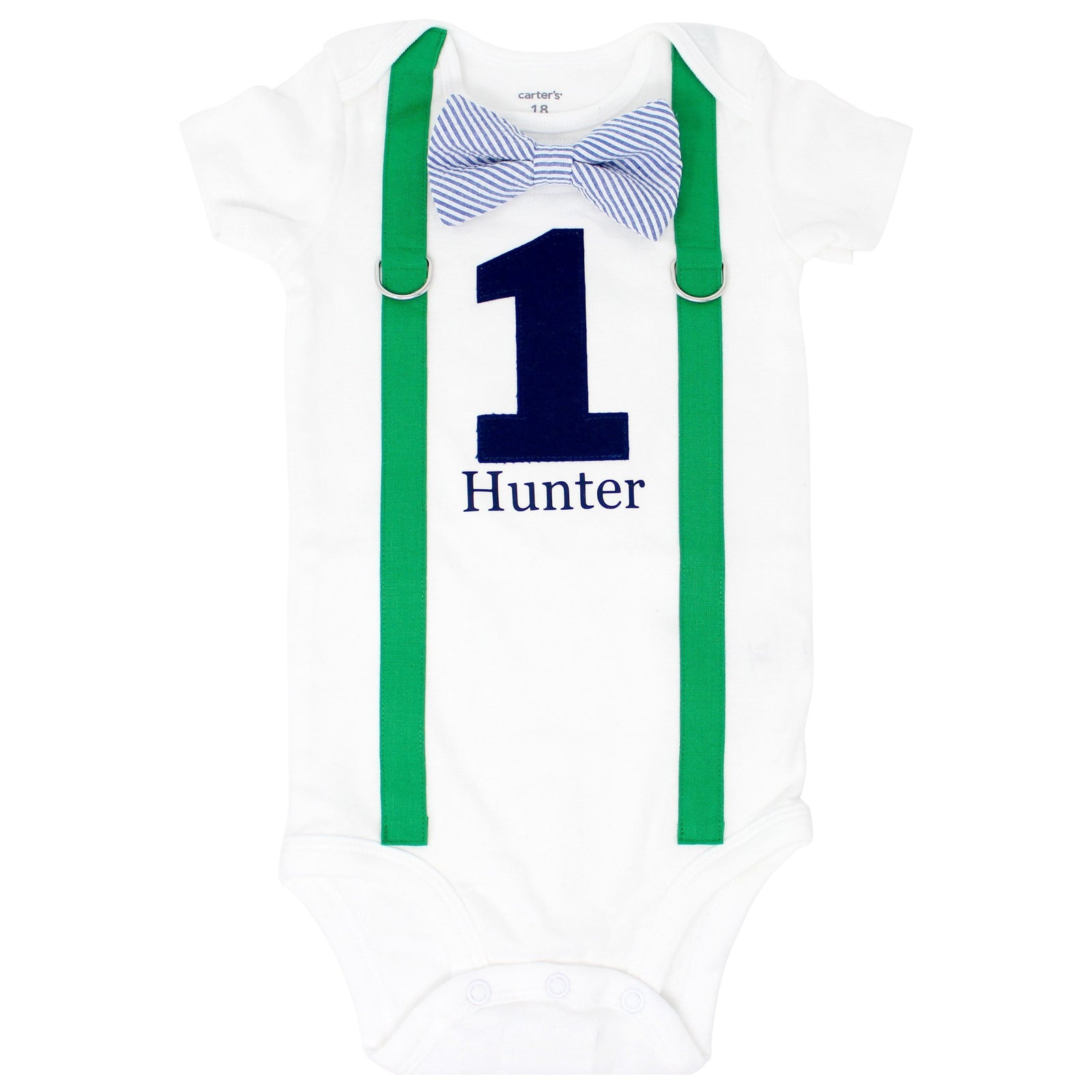 Green & Navy 1st Birthday Onesie