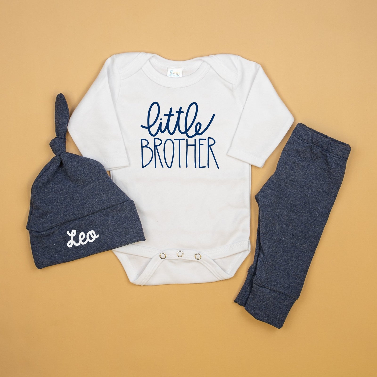 Cuddle Sleep Dream Bundles Newborn Long Sleeve Little Brother Bundle | Heathered Navy
