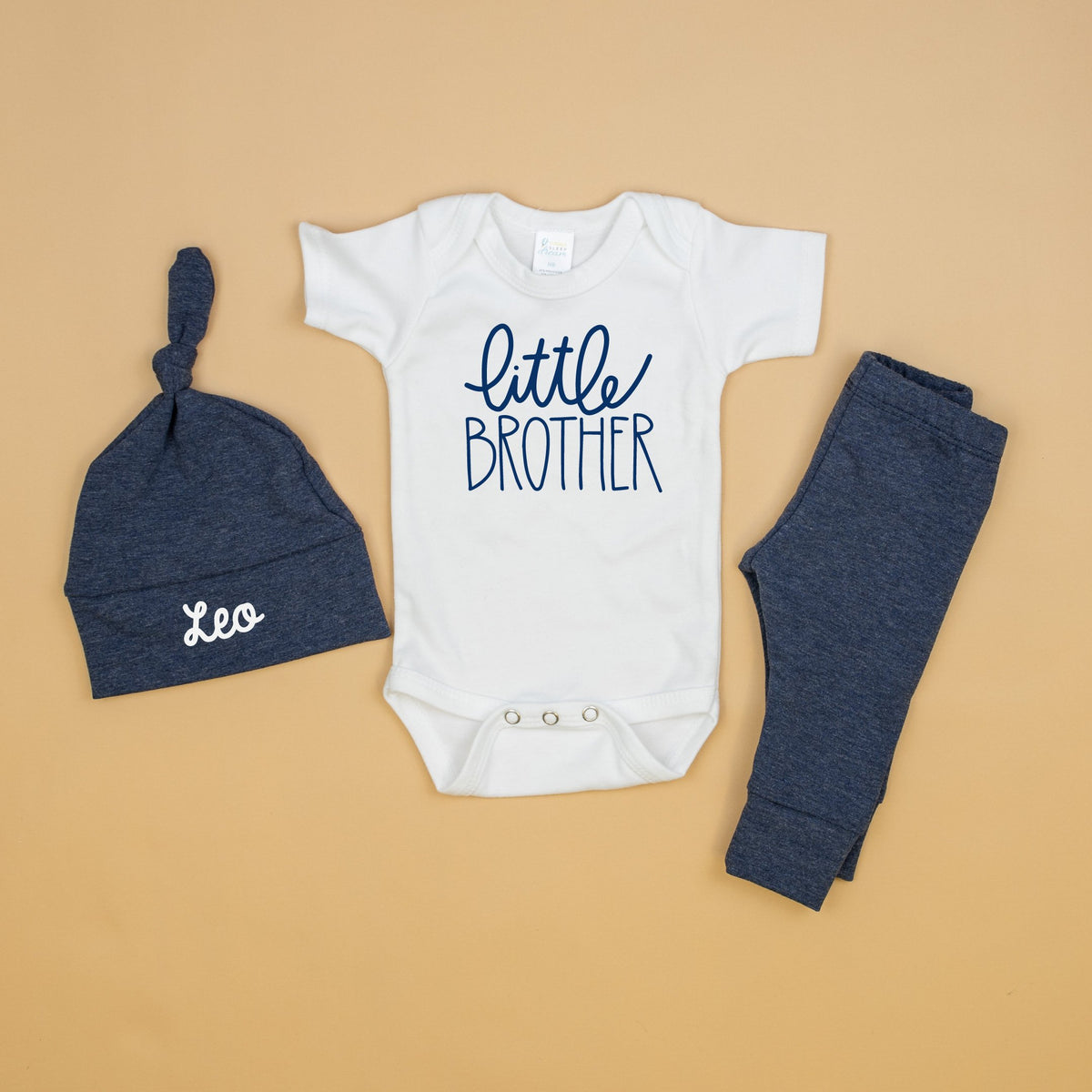 Cuddle Sleep Dream Bundles Newborn Short Sleeve Little Brother Bundle | Heathered Navy