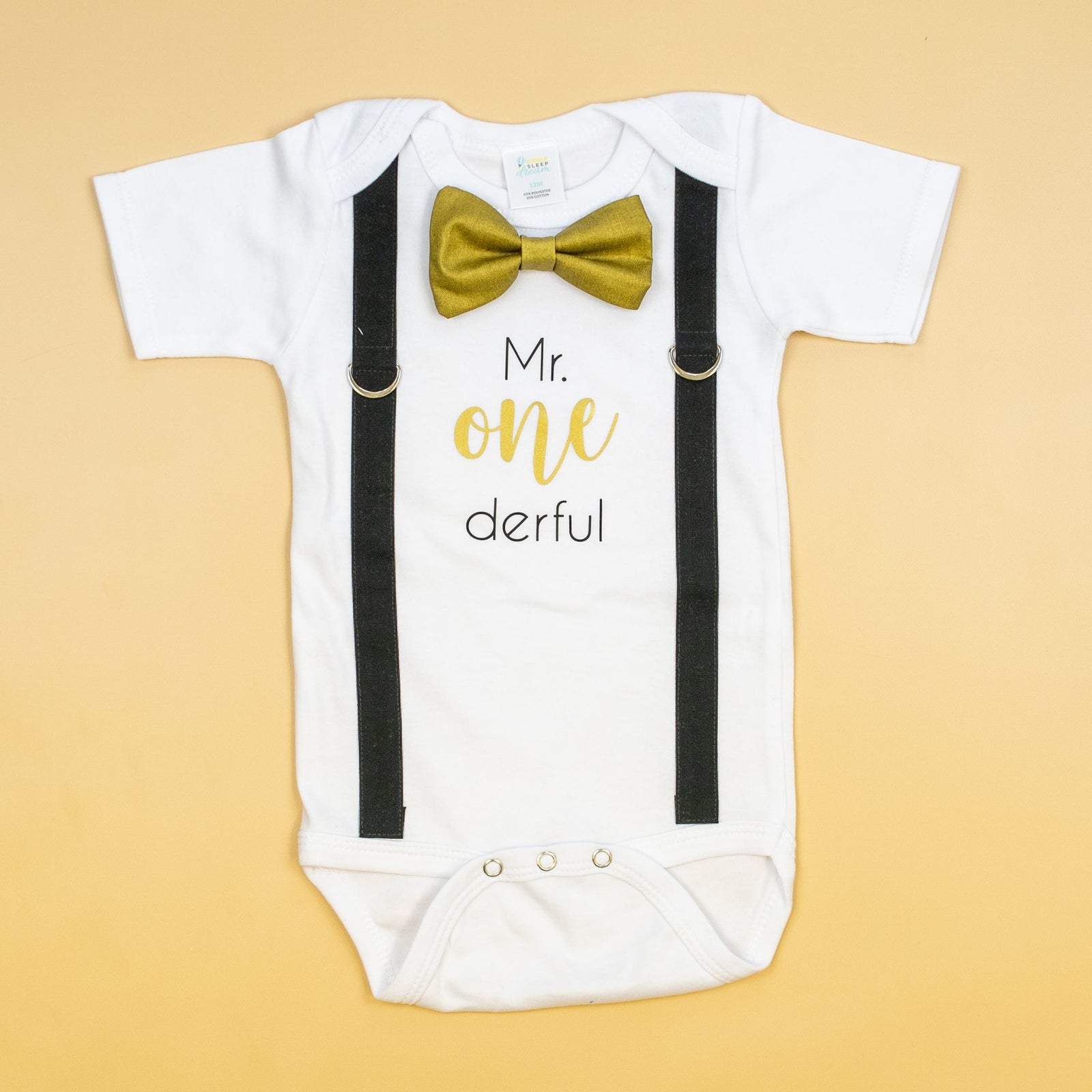 Cuddle Sleep Dream Oh Snap Mr. Onederful 1st birthday Onesie