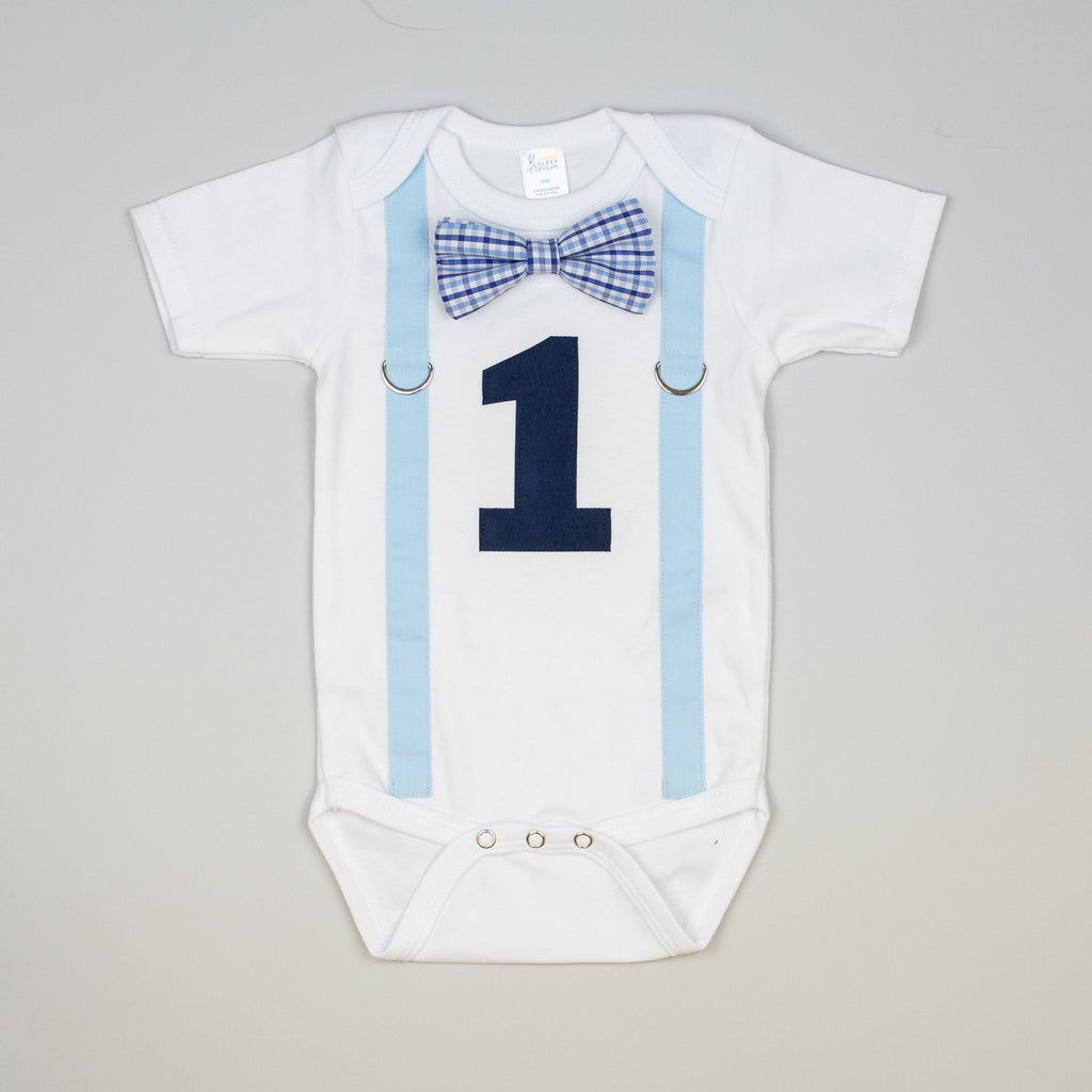 Personalized First Birthday Jersey ONE Navy Blue Pinstripe 