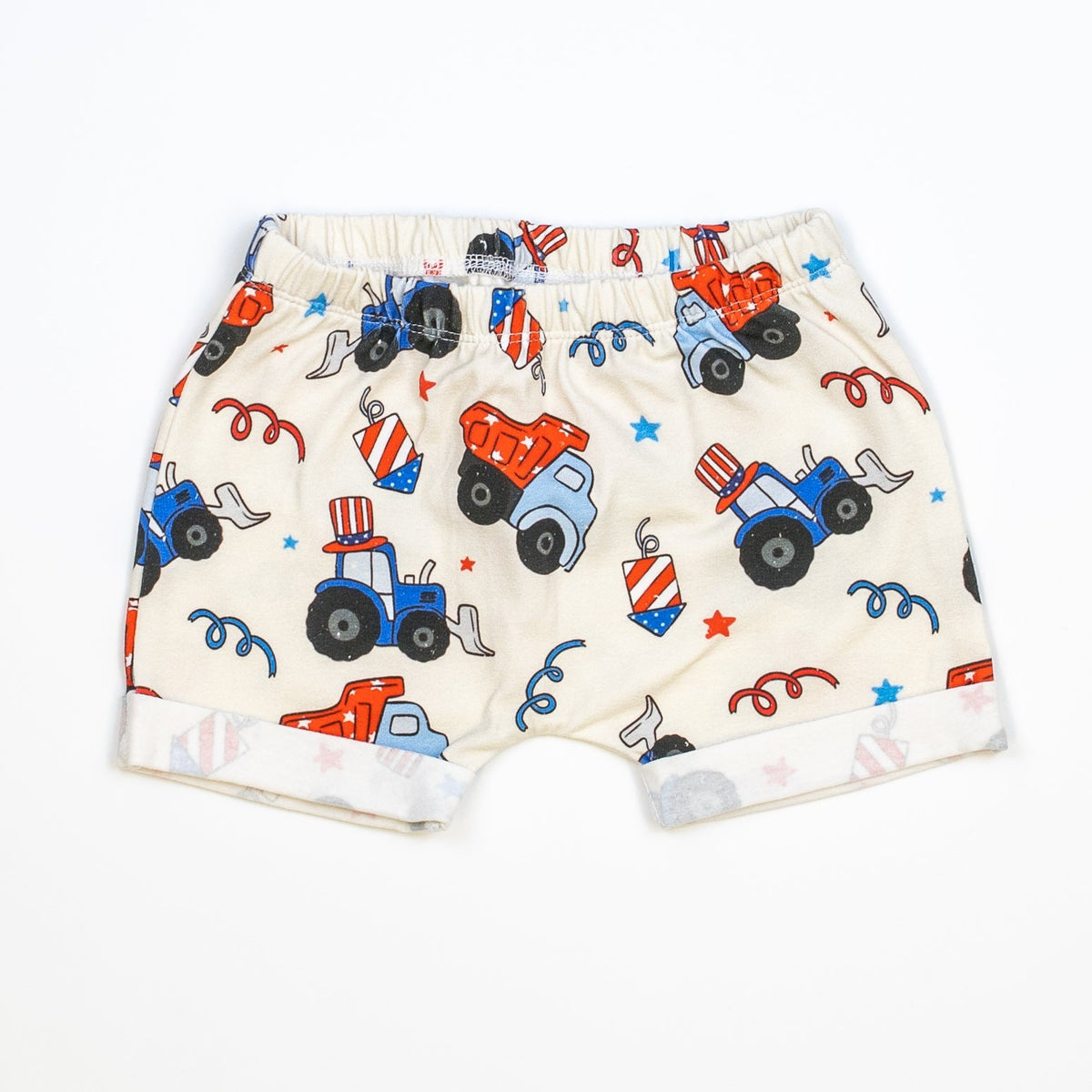 Cuddle Sleep Dream Rolled Hem Shorts Patriotic Trucks Rolled Hem Shorts