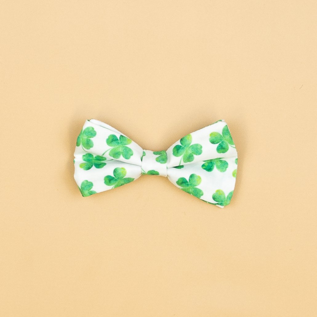 Cuddle Sleep Dream Ties Shamrock on White Bowtie St Patricks Day Snap-On Tie