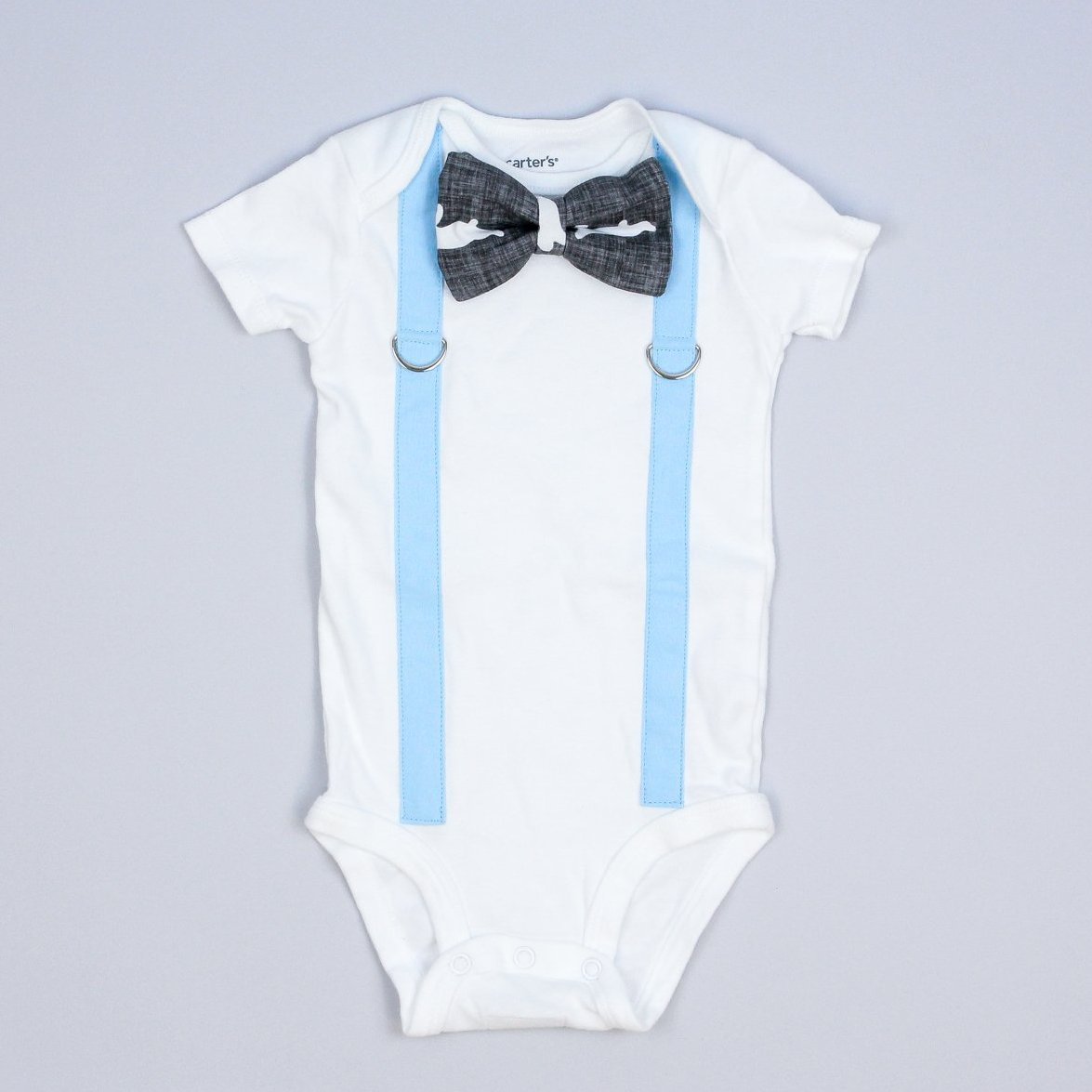 Cuddle Sleep Dream Oh Snap Blue Suspenders / Gray Bunnies Bowtie