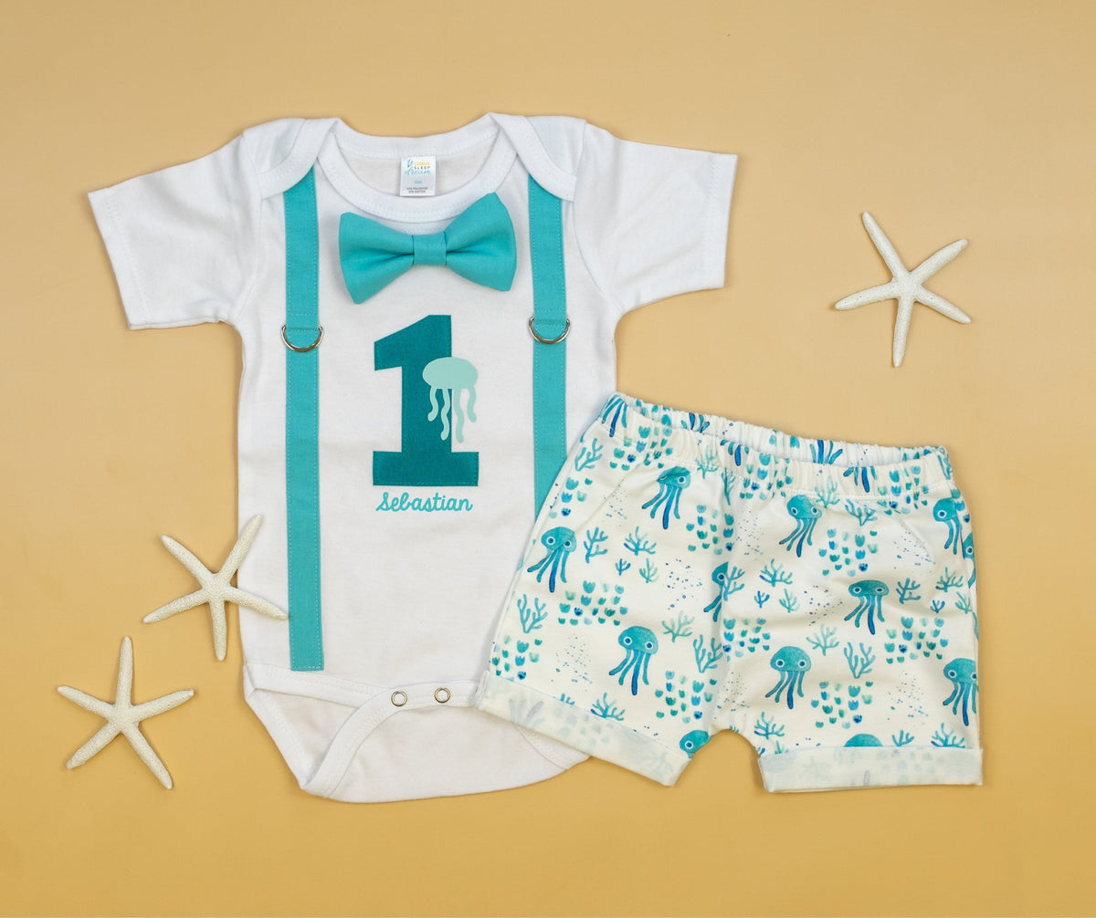 Cuddle Sleep Dream Oh Snap Under the Sea 1st Birthday Onesie