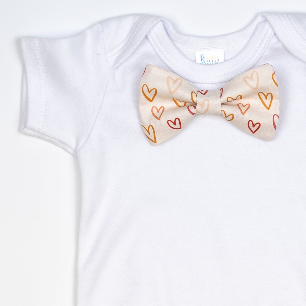 Cuddle Sleep Dream Bowtie Bodysuit Muted Hearts on Cream Bowtie Bodysuit