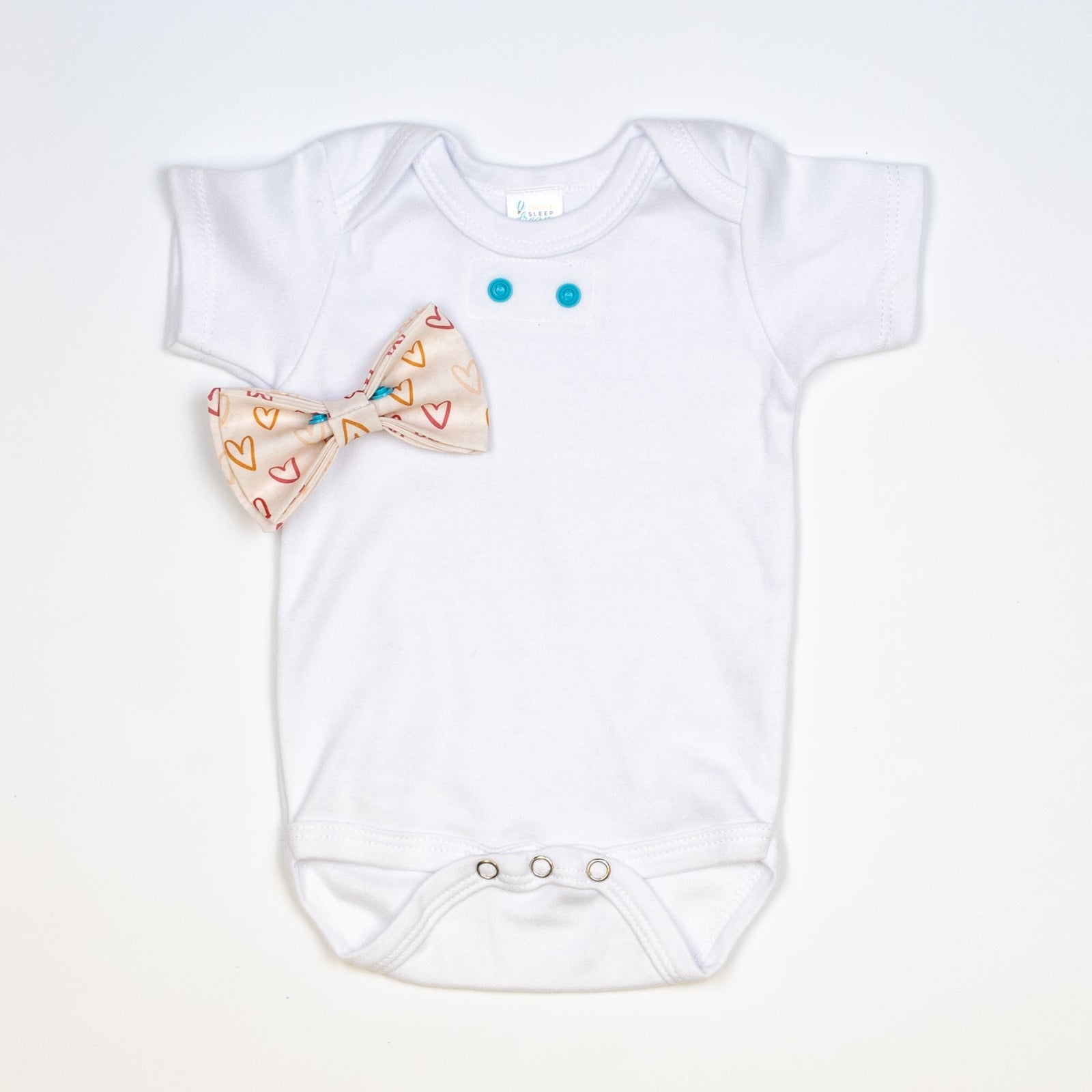 Cuddle Sleep Dream Bowtie Bodysuit Muted Hearts on Cream Bowtie Bodysuit