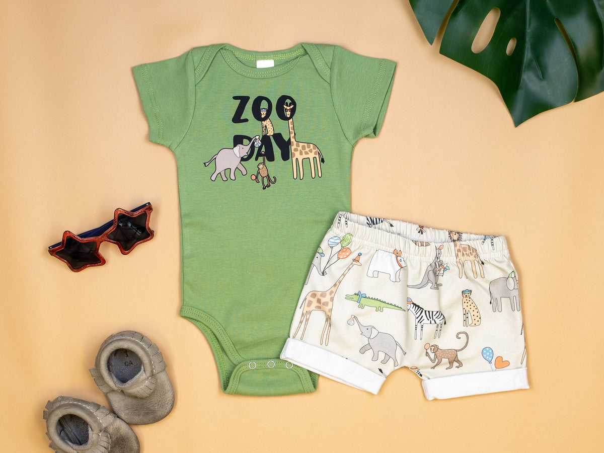 Cuddle Sleep Dream Rolled Hem Shorts Zoo Day Rolled Hem Shorts