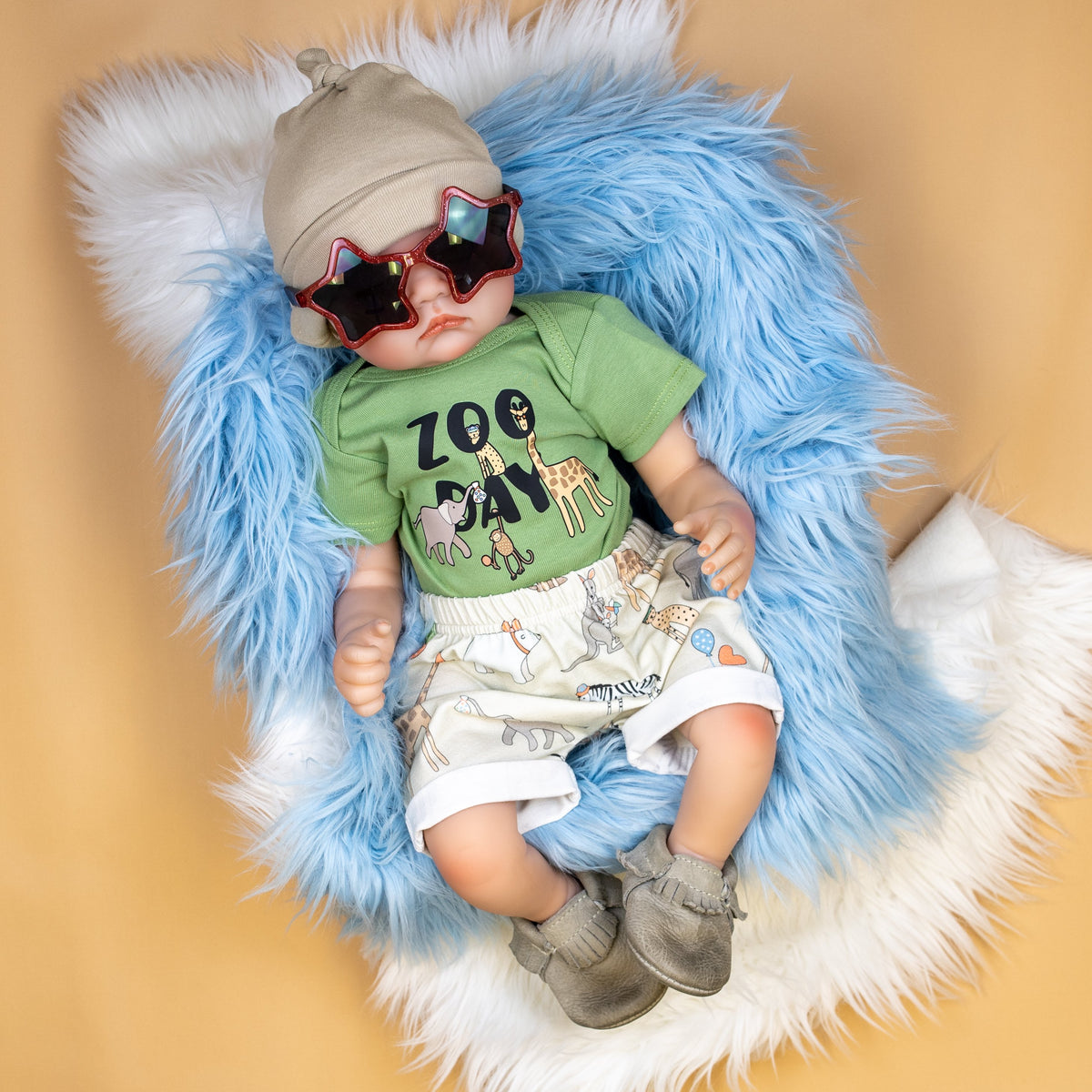 Cuddle Sleep Dream Rolled Hem Shorts Zoo Day Rolled Hem Shorts